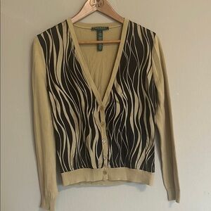 Ralph Lauren Women's Zebra Print Cardigan Sweater. Size S